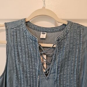 Old Navy Blue Denim Dress with Lace-Up Front